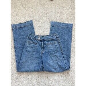 HABITUAL Wide Leg Patch Pocket Jeans Women’s Sz 8/29 32 Inseam Edgy Casual
